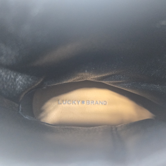 *NWOT* Lucky Brand Olliner Platform Chunky Heeled Black Boots Size 8.5 Women's - Picture 10 of 12